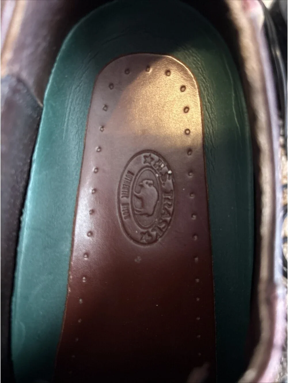 H.S. Trask Two-Tone Saddle Oxford Bison Leather Lug Sole 1035 Shoes Men's Size 8